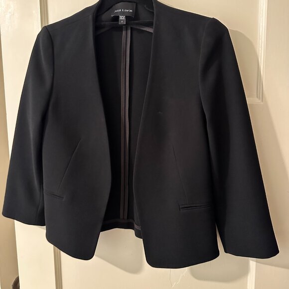 Judith & Charles cropped, collarless black blazer - size 2 - Picture 5 of 6